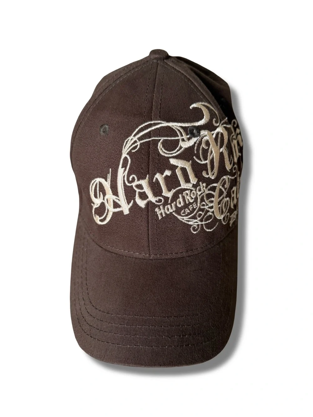 Hard Rock Cafe- Destin Dark Brown Baseball Cap with Cream Embroidered Logo
